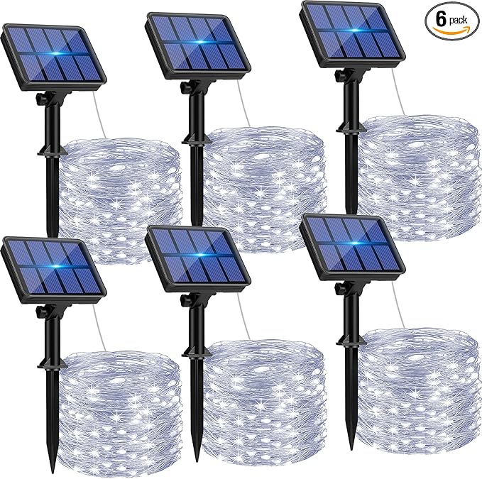 btfarm 6-Pack Solar String Lights Outdoor, 480LED 198FT Solar Fairy Lights by btfarmdecorativelighting