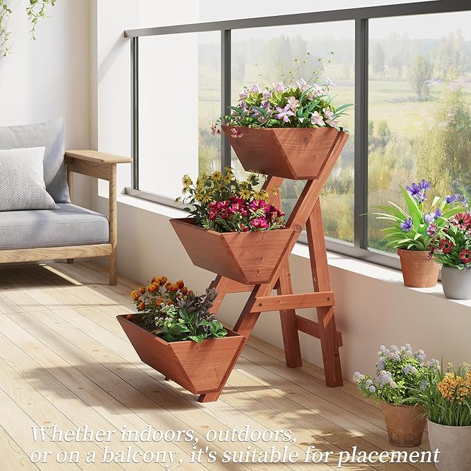 3-Tiers Wooden Raised Garden Bed, Wood Planter Box - Image 5