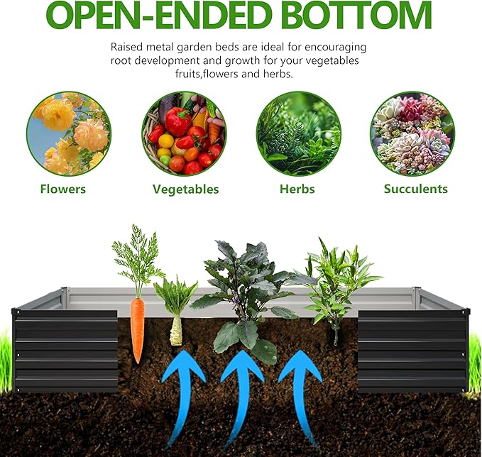 2PCS 6x3x1ft Galvanized Raised Garden Bed Kit, Galvanized Planter Raised Garden - Image 2