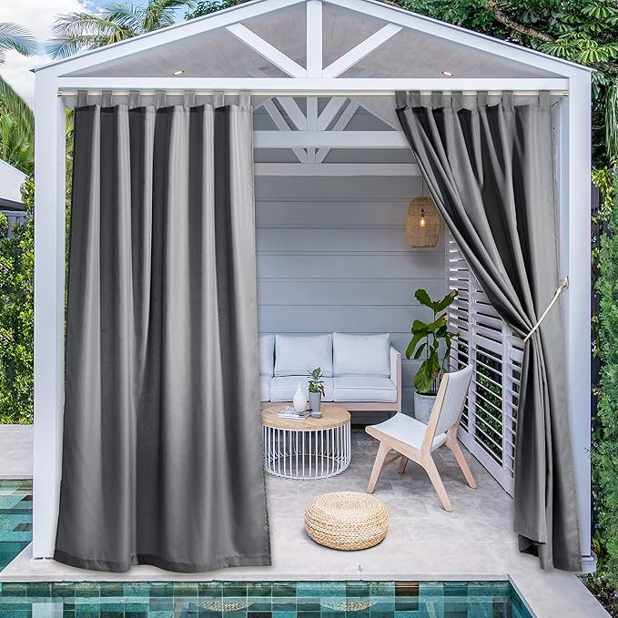NICETOWN 2 Panels Patio Outdoor Curtains 108" Length, Thermal Insulated Tab Top by NICETOWN