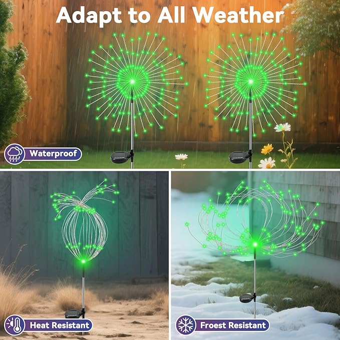Garden Outdoor Lights, 2 Pack 120 LED Solar Garden Lights Fairy Lights Outdoor - Image 3