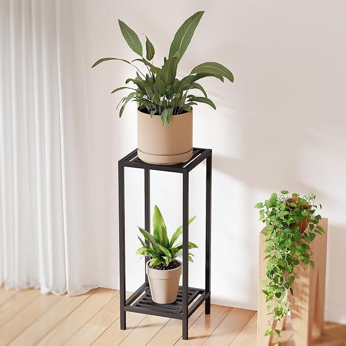 Zhongma 2 Tier 30" Tall Indoor Outdoor Plant Stand, 12 L x 12 W x 30 H inch - Image 2