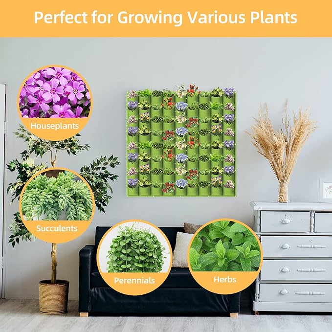 LITLANDSTAR Hanging Vertical Wall Planter, 72 Pockets, 100cm x 100cm, - Image 5