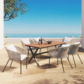Merax 7 Pieces Patio Dining Table and Chairs, All-Weather Outdoor Furniture Set by Merax