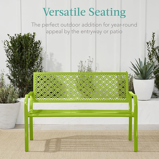 Best Choice Products Outdoor Bench 2-Person Metal Steel Benches Furniture - Image 6