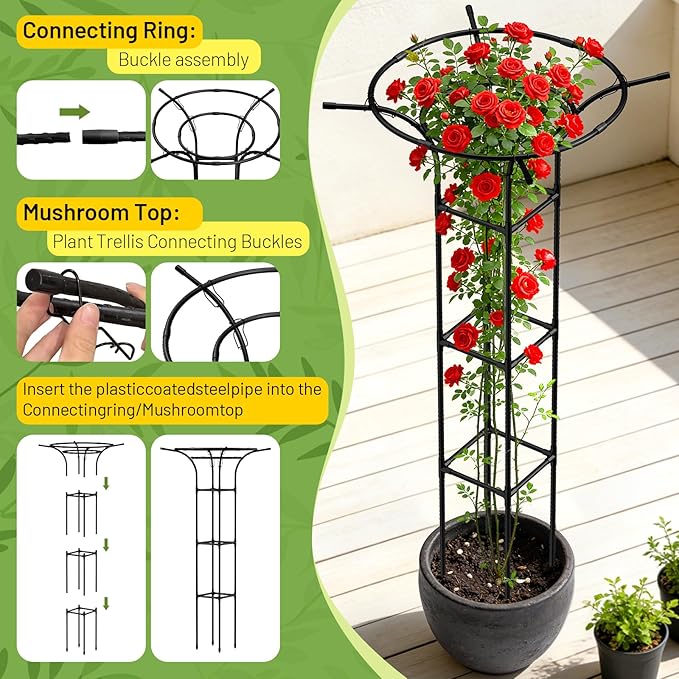 Garden Trellis for Climbing Plants Outdoor, 65 Inch Mushroom Top Trellis for - Image 3