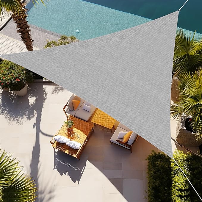 Shade&Beyond Triangle Sun Shade Sail 16'X16'X16' Permeable Canopy Light Grey by ShadeBeyond