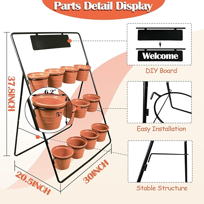 Sunnyglade 3-Tier Metal Plant Stand Rack Multiple Flower Pot Holder Shelf - Image 2