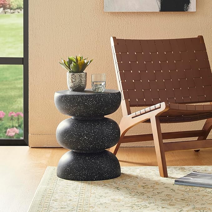 Glitzhome Outdoor Side Table, Heavy Duty Indoor Outdoor Round Planter Stand - Image 7