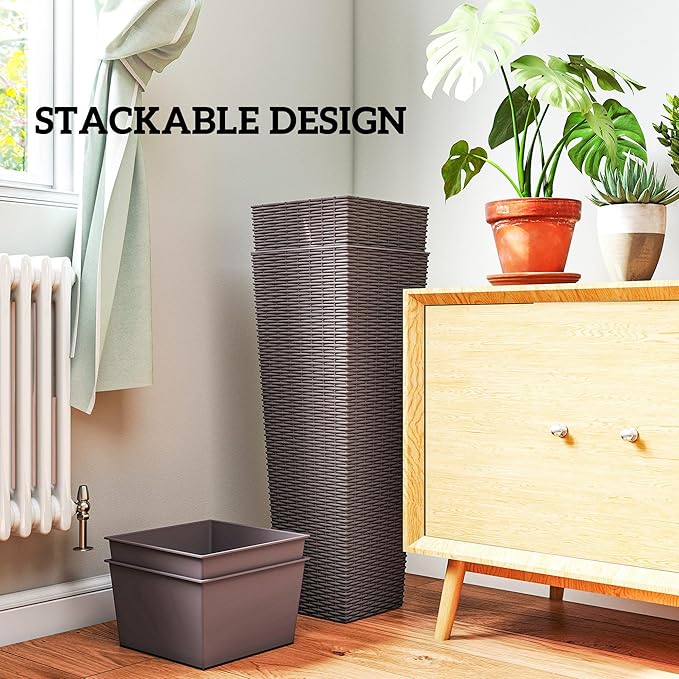 Outsunny 32 Inch Tall Planters for Outdoor Plants, Stackable Tapered Planters - Image 8