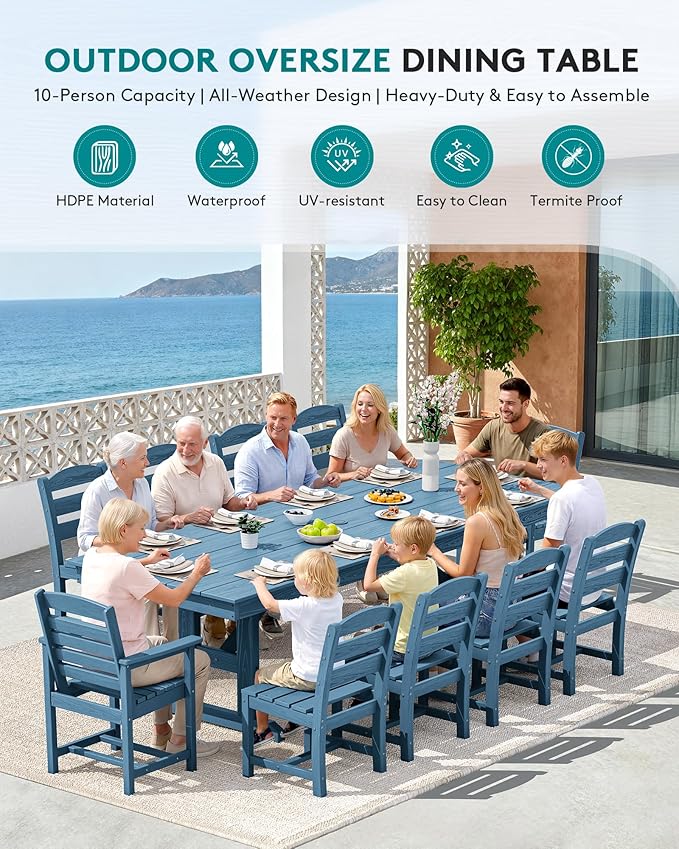 SERWALL 11 Piece Outdoor Dining Set - Image 8
