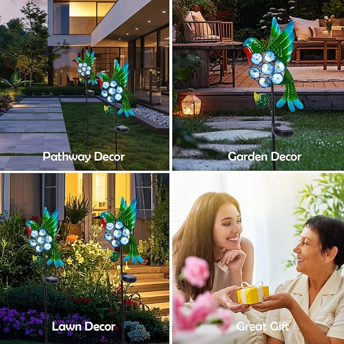 Solar Lights Outdoor Decorative Metal Solar Hummingbird Waterproof LED Metal - Image 7