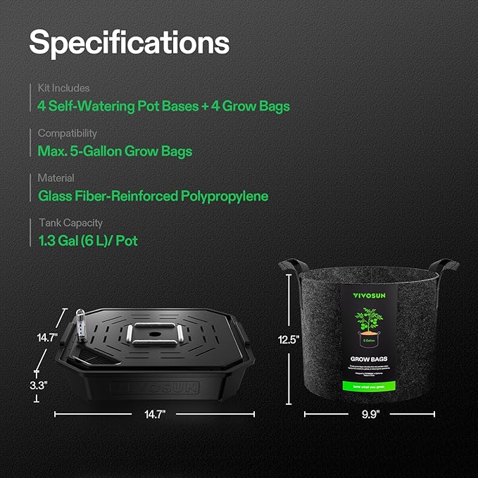 VIVOSUN 4-Pack FlexFeed Self-Watering Pots - Image 9