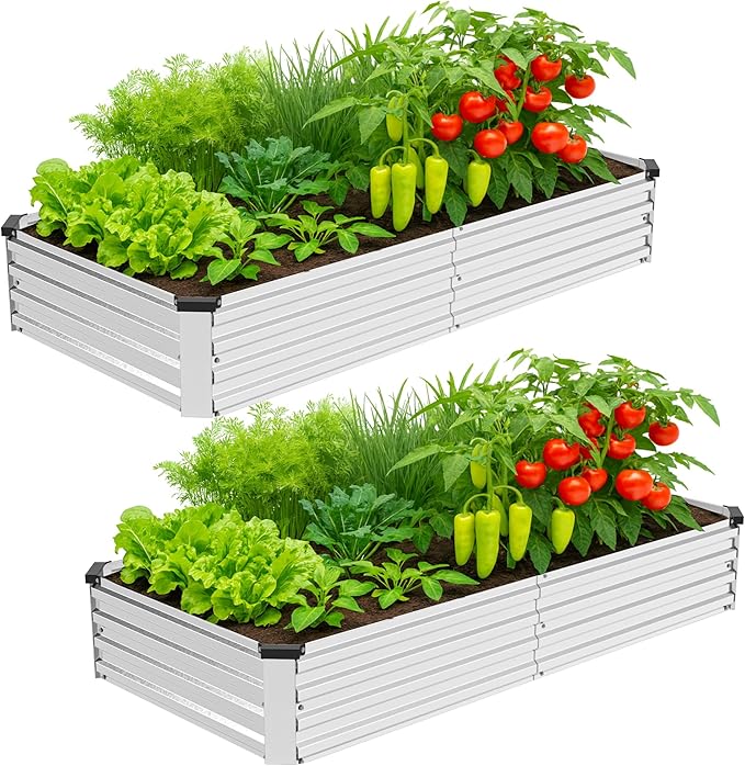 2 Pack 6x3x1FT Galvanized Metal Raised Garden Bed Kit by Unknown