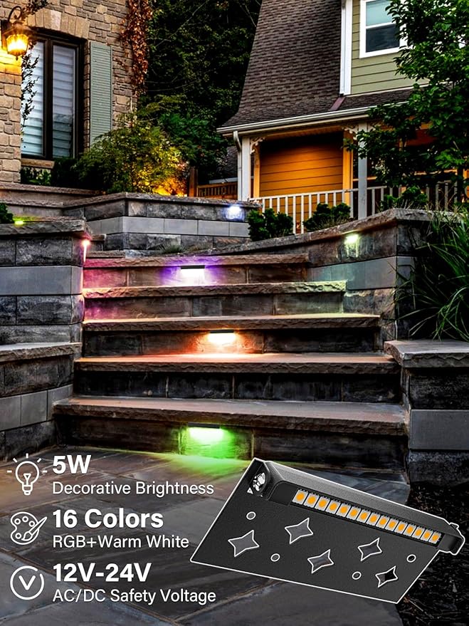 5W RGB Retaining Wall Lights 7 inch LED Hardscape Lighting Color Changing Low - Image 2