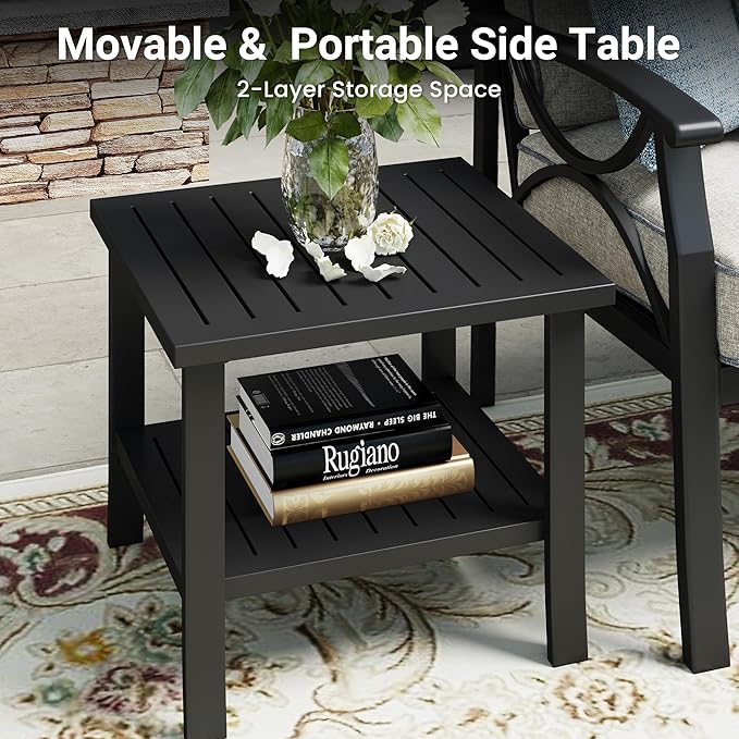 RoyalCraft Outdoor Patio Furniture Set, 3 Pieces Metal Patio Conversation Set - Image 6