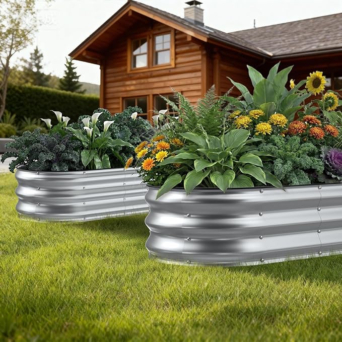 2 Pack 4x2x1FT Galvanized Raised Garden Beds, Raised Garden Bed - Image 7