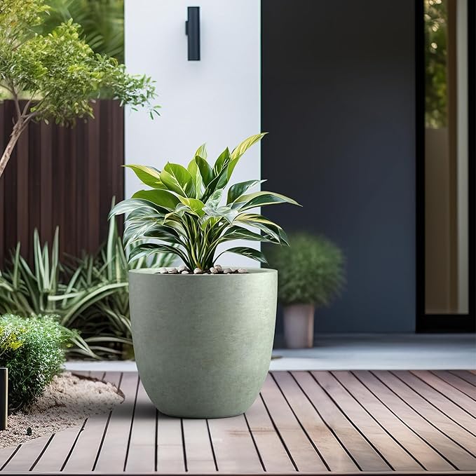 Kante 18 Inch Dia Round Concrete Planter, Indoor Outdoor Large Plant Pot - Image 4