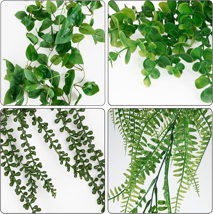 4 Pack Artificial Plants Wall Hanging Fake Plants Indoor - Image 4