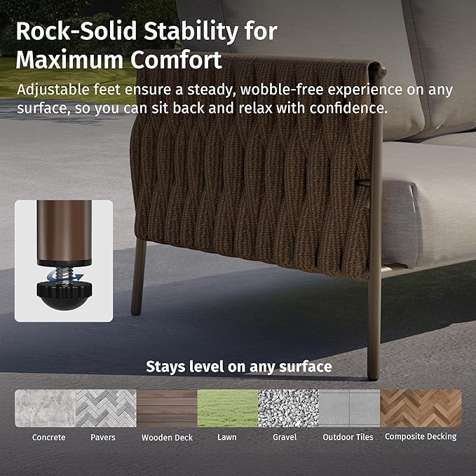 East Oak 3-Piece Patio Furniture Set | Armchairs & Coffee Table | Outdoor - Image 5