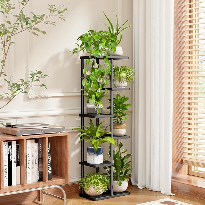 Bamworld Tall Plant Stand Indoor, 6 Tier Metal Plant Shelf - Image 3