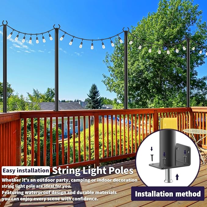 AILBTON 4 Pack 5Ft String Light Poles, Light Poles - Image 2