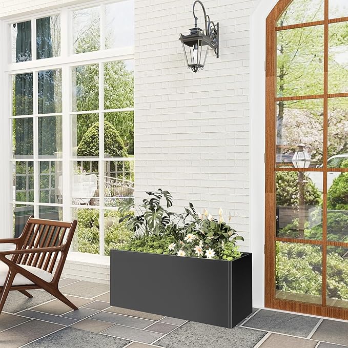 Long Metal Planter Box for Outdoor Plants 15" W x 38" L x 16.25" H, Heavy Duty - Image 5