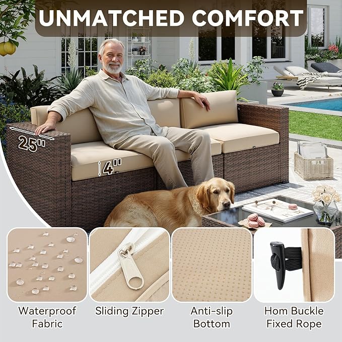 Aoxun Patio Furniture Sets, 14-Piece Outdoor Patio Furniture - Image 4