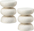 Glitzhome Outdoor Side Table Set of 2, Heavy Duty Indoor Outdoor Round Planter by Glitzhome