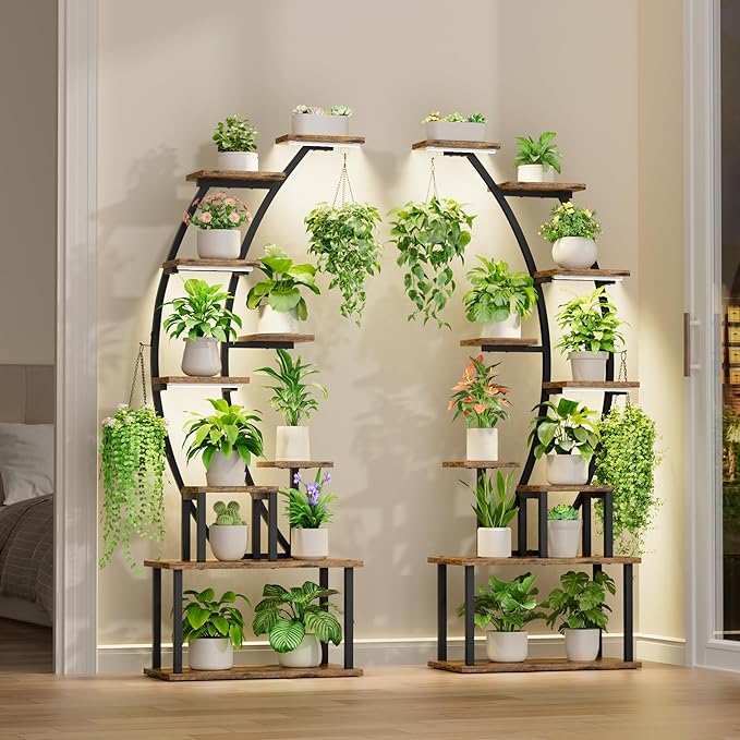 Plant Stand Indoor with Grow Lights, 9 Tiered Corner Plant Holder, Large Flower - Image 4