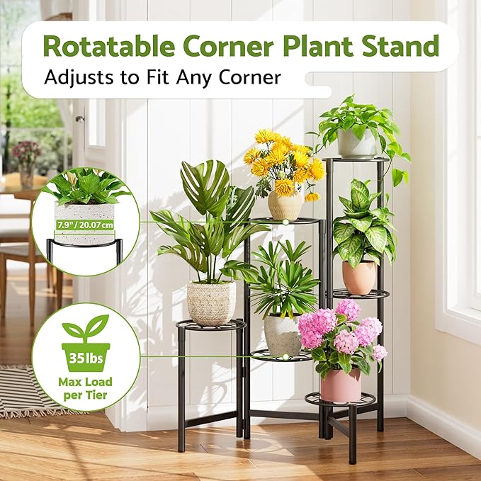 6 Tier Metal Plant Stands Outdoor Indoor, Heavy Duty Flower Pot Holder Potted - Image 2