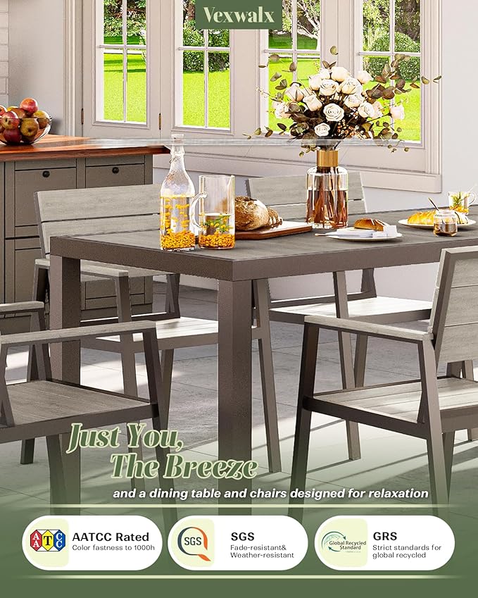 7-Piece Outdoor Dining Set, Aluminum Dining Table Set - Image 5