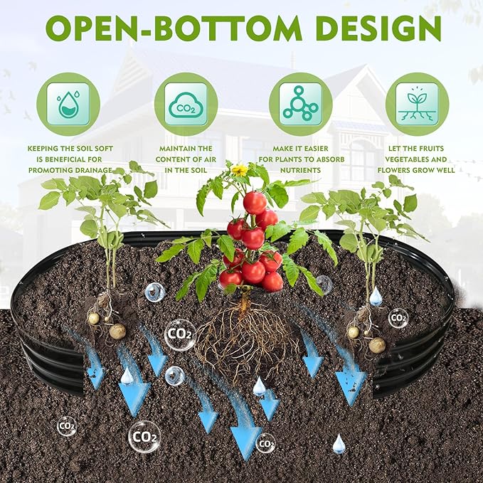 5X2.7X1 FT Oval Galvanized Metal Garden Raised Bed/Plant Box - Image 6