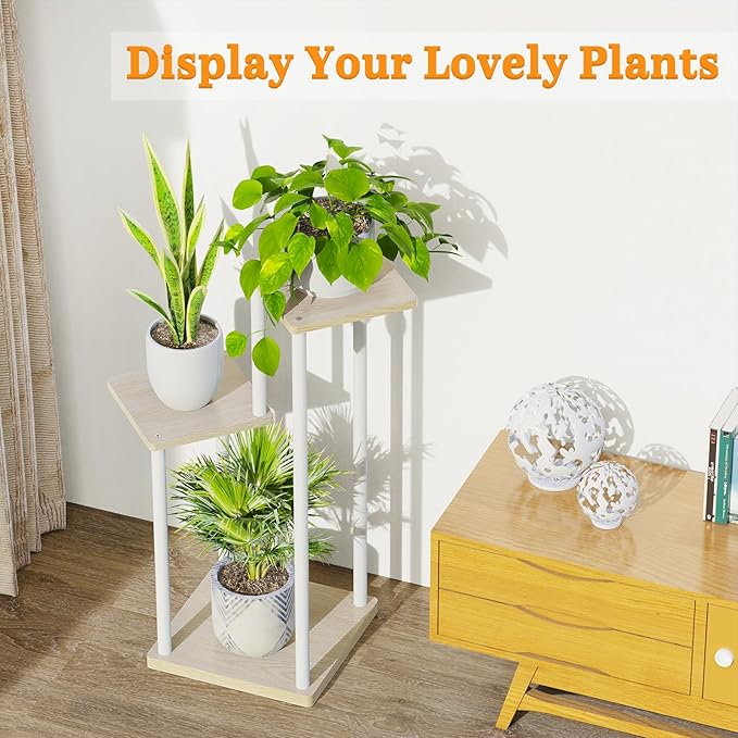 3 Tier Plant Stand Indoor Outdoor, Metal Wood Tiered Corner Plant Stands Pot - Image 6
