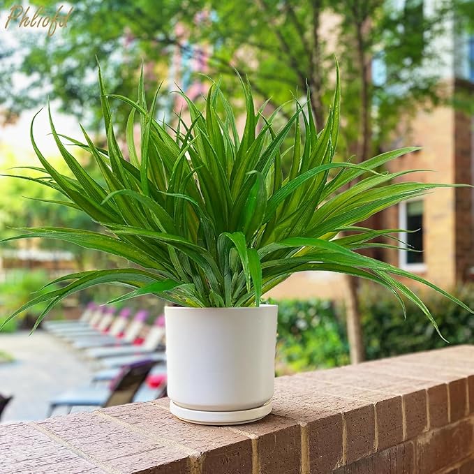 32 Pcs Artificial Grass Fake Plants 17.3in Outdoor Plants UV Resistant Faux - Image 3