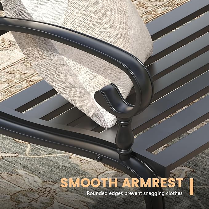 Outdoor Bench, 50.4" Patio Metal Frame Garden Bench - Image 6