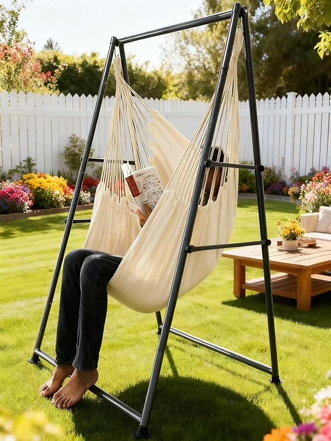 Hammock Chair Stand with X-Large Swing Chair with Footrest，Anti-Tip Thickened - Image 6