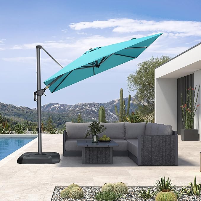 PURPLE LEAF 8 Feet Patio Umbrella Outdoor Cantilever Square Umbrella Aluminum by PURPLELEAF