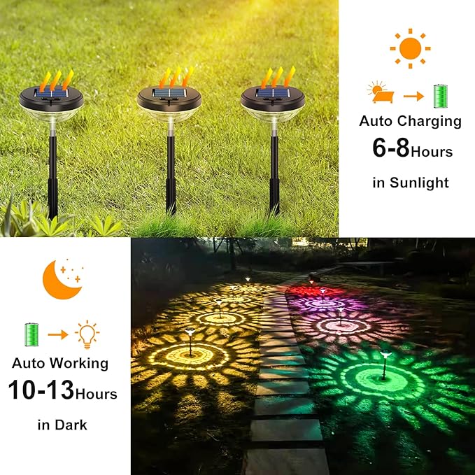 Nupostai Bright Solar Pathway Lights 2 Pack, Color Changing + Warm White LED - Image 3