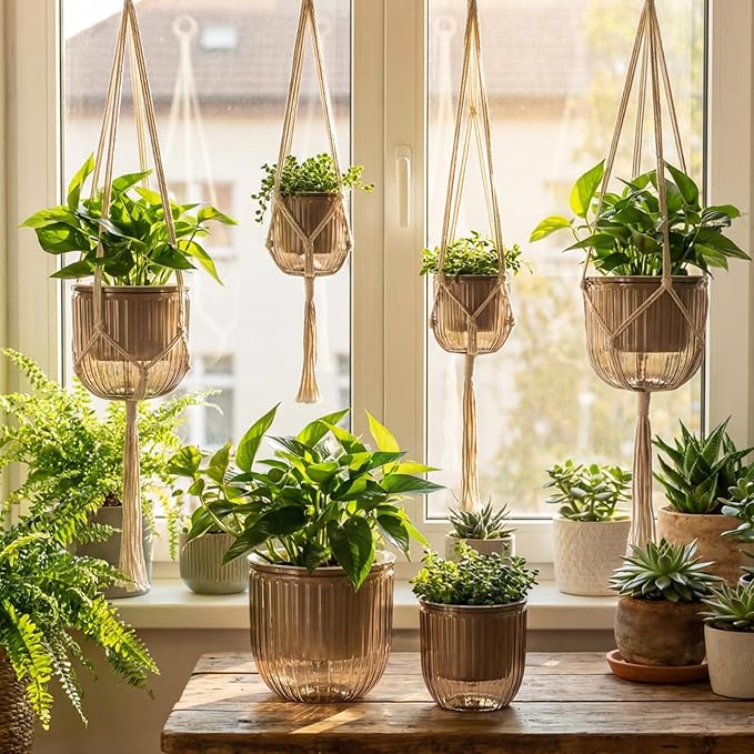 6 Pack Self Watering Hanging Planters Indoor Flower Pots Visible Water Level - Image 6