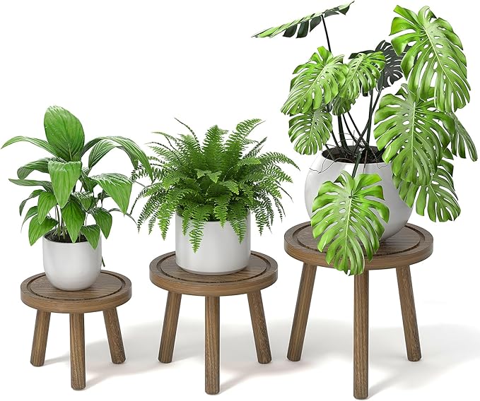 3-Pack Wood Plant Stands Indoor, Single Plant Stand by Unknown