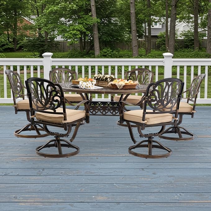 7-Piece Cast Aluminum Patio Furniture, Patio Dining Set - Image 2