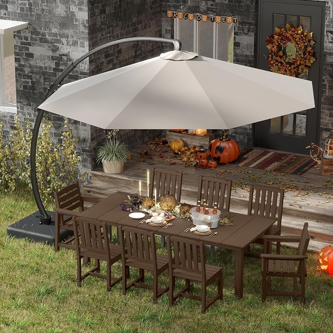 Brown 9-Piece Outdoor Dining Set - Image 8