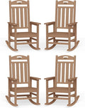 Oversized Outdoor Rocking Chairs Set of 4, High Back Porch Rocker Chair by Suunyn