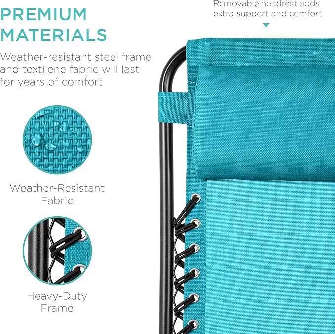 Best Choice Products Set of 2 Adjustable Steel Mesh Zero Gravity Lounge Chair - Image 7