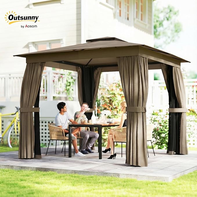 Outsunny 10' x 10' Outdoor Patio Gazebo, Heavy Duty Gazebo Canopy Shelter - Image 2