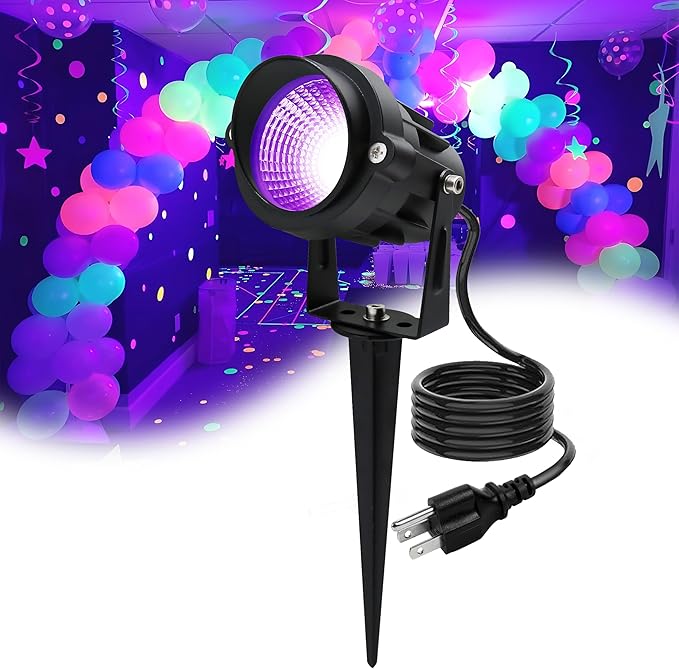 Halloween Outdoor Blacklight Spotlight, 12W Outdoor Black Lights by Qeeanmo