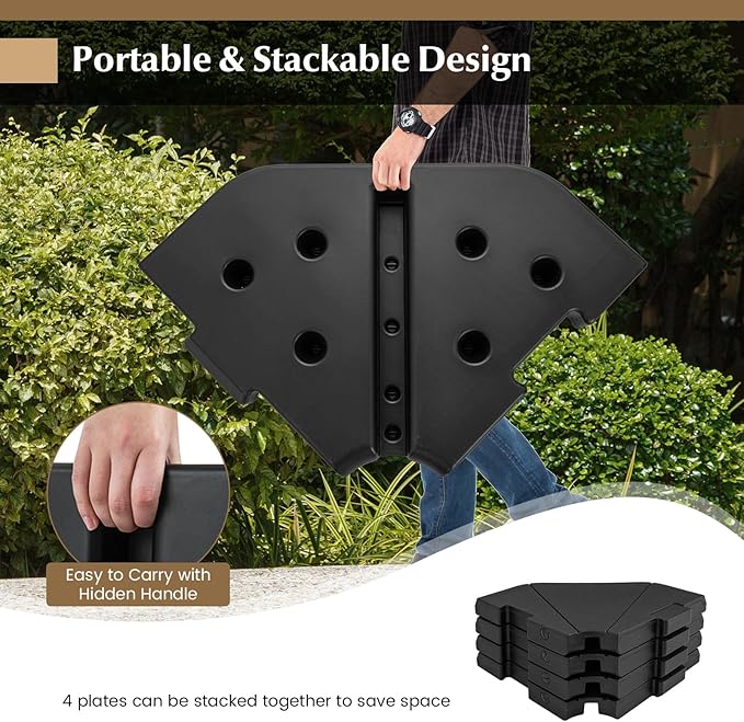 Tangkula 4-Piece Patio Umbrella Base, 208 lbs Heavy Duty Offset Cantilever - Image 6
