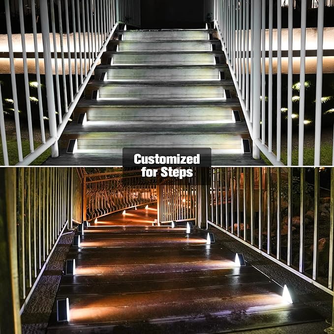 VOLISUN Solar Stair Lights 8 Pack, Solar Step Lights Waterproof IP67, Outdoor - Image 3