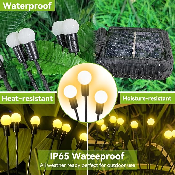 Solar Garden Lights Outdoor Waterproof, 2 Pack 16 LED Swaying Light Firefly - Image 4